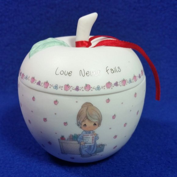 Precious Moments Love Never Fails Apple Trinket Box Gift For Teacher No Box - Picture 2 of 10
